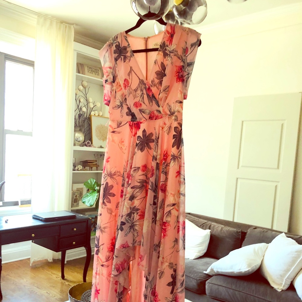 Floral Ruffle High/Low Maxi Dress